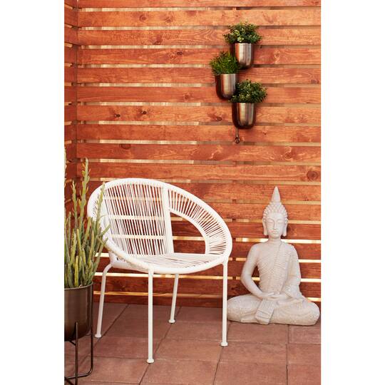 25" Dark Silver Metal Contemporary 3-Pot Hanging Planter